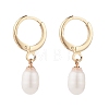Natural Pearl Beads Drop Huggie Hoop Earrings for Women EJEW-JE04757-03-1