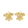 Leaf Brass Micro Pave Clear Cubic Zirconia Stud Earring Findings KK-D102-04G-4