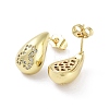 Teardrop Rack Plating Brass Cubic Zirconia Stud Earrings for Women EJEW-B047-02G-14-2