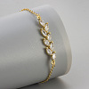 Leaf Brass Pave Clear Cubic Zirconia Link Bracelets WGDCC8C-01-1