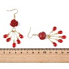 Synthetic Coral & Glass Dangle Earrings for Women EJEW-JE07412-5