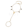 304 Stainless Steel with Natural Black Agate Link Ring Bracelets for Wome BJEW-JB13004-02-2