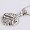 Real Platinum Plated Eco-Friendly Tin Alloy Czech Rhinestone Shell Pendant Necklaces NJEW-BB09775-4