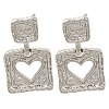 Rack Plating Square with Hollow Heart Brass Stud Earrings EJEW-I310-07P-1