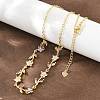 Brass Pave Cubic Zirconia Flower Link Chain Necklaces KK-CBA4547-18G-04-2