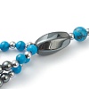 Non-Magnetic Synthetic Hematite & Turquoise Beades 3 Layer Necklaces NJEW-J058-01A-03-3