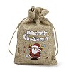 Christmas Printed Burlap Packing Pouches Drawstring Bags ABAG-Q053-02A-07-3