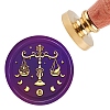 Brass Wax Seal Stamp with Handle AJEW-WH0184-0345-1