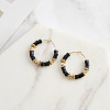 Natural Obsidian Beaded Hoop Earrings EJEW-L294-003G-01-2