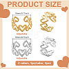 2Pcs 2 Colors Adjustable 304 Stainless Steel Hollow Heart Cuff Rings for Women RJEW-HY0001-09-2