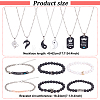 Valentine's Day Heart & Yin Yang & Rectangle Alloy Pendant Necklaces & Link Bracelet & Natural Lava Rock Stretch Bracelets SJEW-AN0001-39-2
