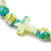 Round Synthetic Turquoise Beaded Stretch Bracelets for Womenm Men BJEW-JB11548-01-3