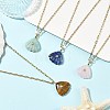 Summer Beach Natural Mixed Stone Carved Shell Shape Pendant 304 Stainless Steel Cable Chain Necklaces with Cubic Zirconia for Women NJEW-JN06586-1
