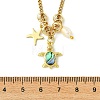 Ocean Brass Natural Paua Shell & Pearl Pendant 304 Stainless Steel Curb Chain Necklaces for Women NJEW-JN06258-01-4