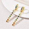 Brass Pave Cubic Zirconia Hoop Dangle Earrings KK-CBAD9DF-02G-B-4