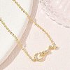 Brass Micro Pave Clear Cubic Zirconia Moon Star Link Bracelets KK-CBA6980-25G-2