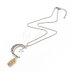 Natural Topaz Jade Bullet with Alloy Moon and Star Pendant Necklace NJEW-JN03912-04-1