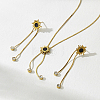 Women's Stainless Steel Stud Dangle Earrings & Lariat Necklaces Sets EB5177-2-1