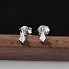 925 Sterling Silver Clear Cubic Zirconia Stud Earrings EJEW-Q032-01F-P-1
