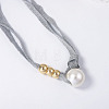 White Imitation Pearl Round Pendant Cloth Cord Necklaces with CCB Plastic Beads for Women WGDA1DD-01-4