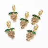 Brass Micro Pave Cubic Zirconia European Dangle Charms ZIRC-F074-05G-1