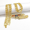 Hiphop Style Zinc Alloy Full Crystal Rhinestone Enamel Gun Shaped Pendant Cuban Link Chain Necklaces for Men WG2EDE4-01-1