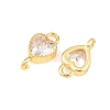 Brass Pave Cubic Zirconia Heart Links Connector Charms KK-K340-49G-05-2