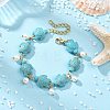Round Shell Pearl Beads Charm Bracelets BJEW-JB14132-01-1