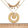 304 Stainless Steel Sun and Round Natural Crazy Agate Pendant Double Layer for Women NJEW-K252-13G-5