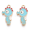 Light Gold Plated Alloy Enamel Pendants ENAM-T009-77B-RS-2