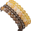 4Pcs Constellation 8mm Round Natural Yellow Tiger Eye & Jade & Synthetic Citrine & Smoky Quartz Beaded Stretch Bracelets for Women BJEW-JB10635-5
