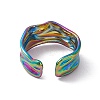 Ion Plating(IP) 304 Stainless Steel Twist Wave Open Cuff Ring for Women RJEW-C045-22M-3