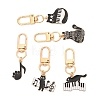 5Pcs Cat & Music Theme Alloy Enamel Pendant Decoration HJEW-FS00035-03-2
