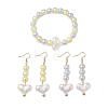 Round & Heart Acrylic Beads Bracelet & Dangle Earring Set SJEW-JS01301-1