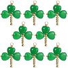 8Pcs Saint Patrick's Day Dyed Natural Malaysia Jade Shamrock Pendants PALLOY-BM00030-1