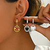 Stainless Steel Flat Round with Hollow Heart Hoop Earrings Daily Holiday Accessories OM1741-3-2