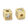 Brass Micro Pave Clear Cubic Zirconia Beads KK-D229-20G-1