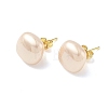 Brass & ABS Plastic Imitation Pearl Stud Earrings for Women PL-CBA760A-03A-G01-4