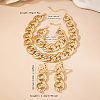 Heart Alloy Curb Chain Necklaces & Stud Dangle Earrings & Bracelets Sets FS-WGA9762-01-3