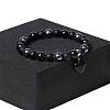 Natual Black Obsidian & Synthetic Non-magnetic Hematite Beads Charm Bracelets AC2290-1-1