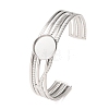 304 Stainless Steel Multi-strand Cuff Bracelet Blanks with Flat Round Bezel Settings SA-CBA4160-01A-P-1