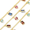 Colorful Glass Heart & Rectangle Charms Chains CHC-F844-09G-1