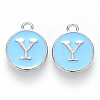 Platinum Plated Alloy Enamel Charms X-ENAM-S118-04Y-P-1