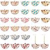  48Pcs 8 Colors Printed Flower Wood Pendants WOOD-NB0002-28-1