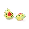 Baking Paint Glass Bumpy Beads Heart LAMP-V001-09-4