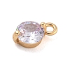 Flat Round Brass Micro Pave Cubic Zirconia Charms KK-Z072-02KCG-06-2