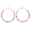 Bohemian Handmade Glass Beaded Hoop Earrings RN1446-6-4