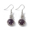 Natural Amethyst Gourd Dangle Earrings with Crystal Rhinestone EJEW-A092-04P-02-1