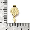 Brass Pave Natural White Shell Flat Round with Cross Pendants KK-C090-40G-04-2