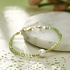 Handmade White Round Shell Pearl and Faceted Round Glass Beaded Bracelets for Women YN0122-6-2